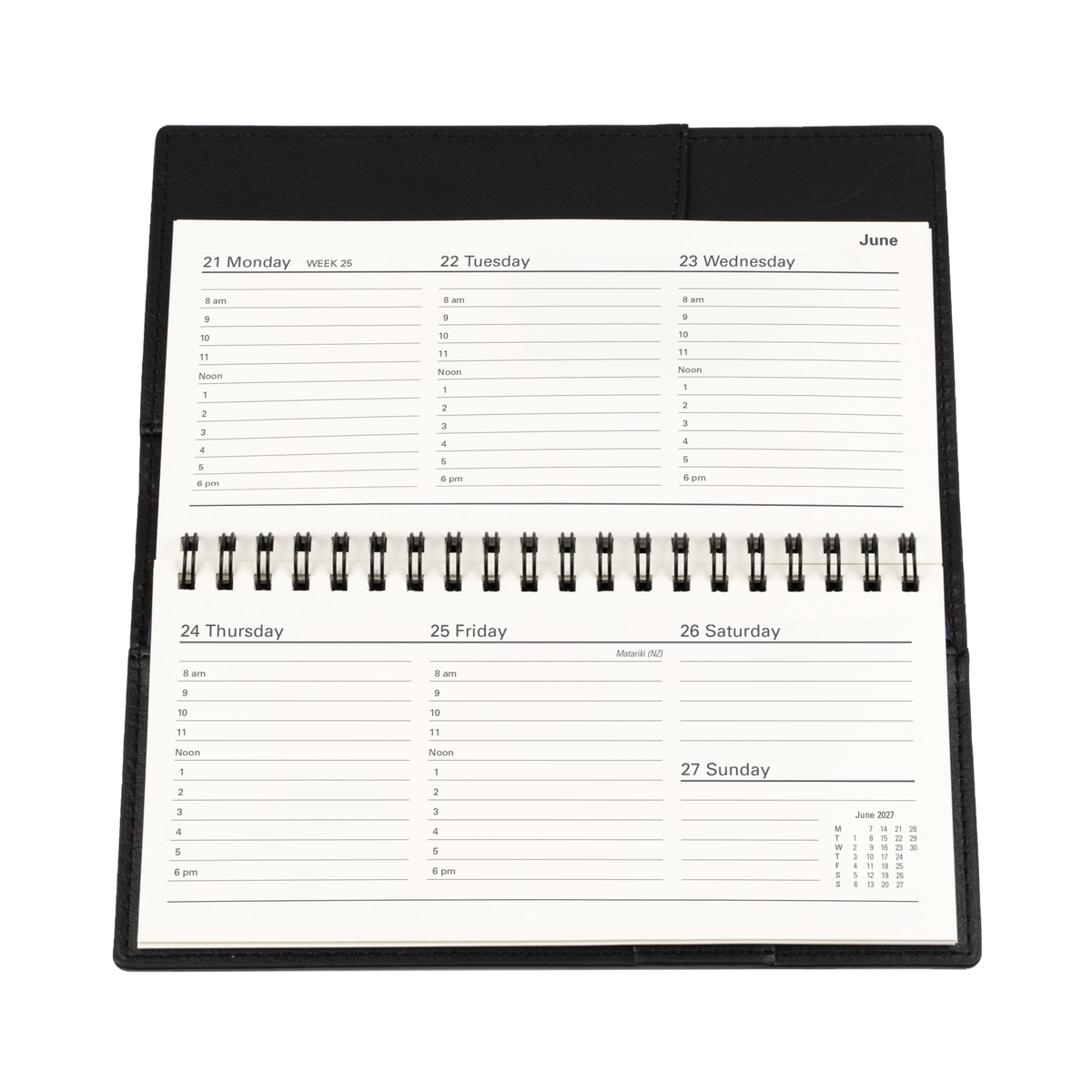 Collins Vanessa 2027 Diary (B6/7, Week to View, Landscape) - Black - view 4