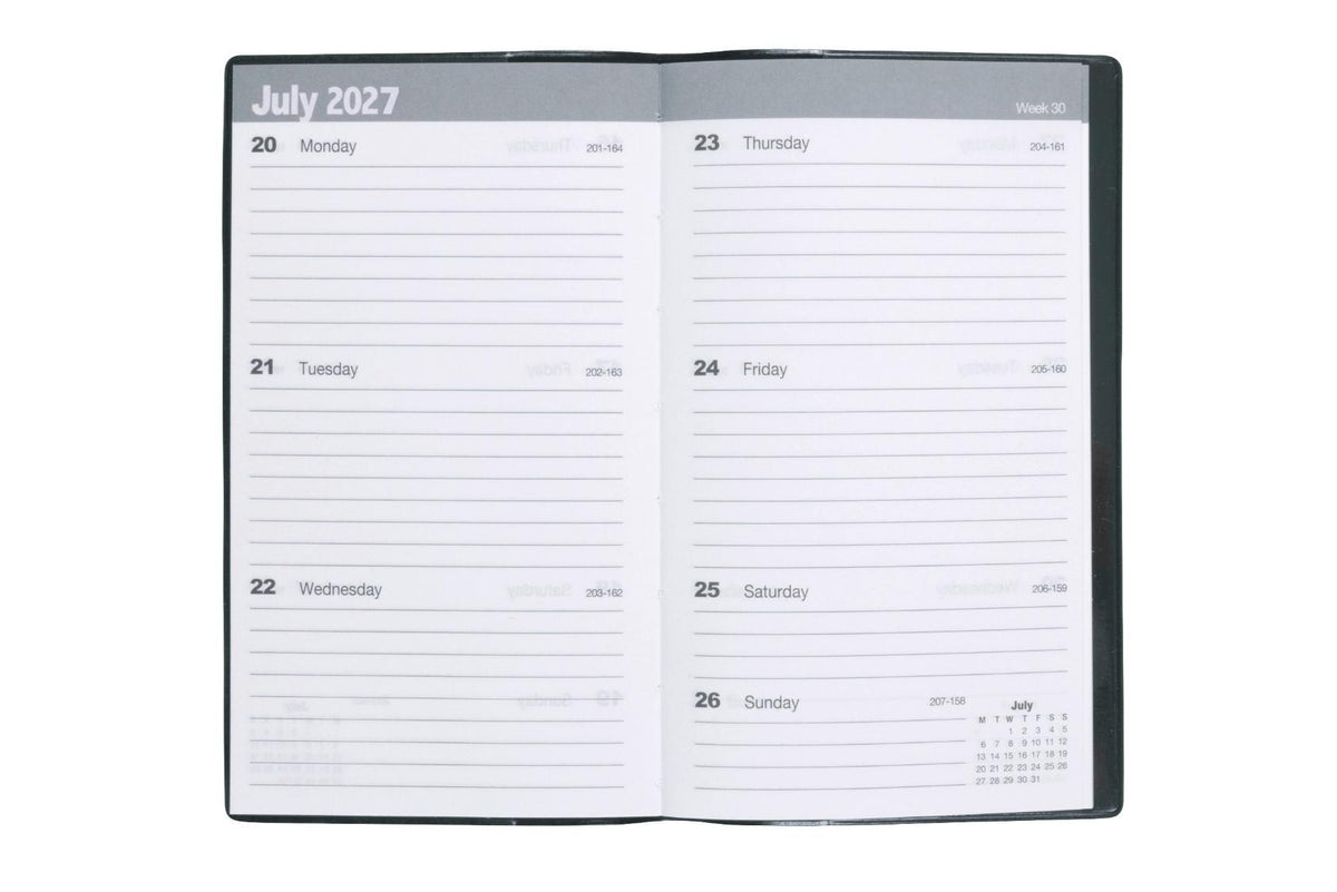 Cumberland Norwich 2027 Diary (A6, Week to View, Slimline) - Black
