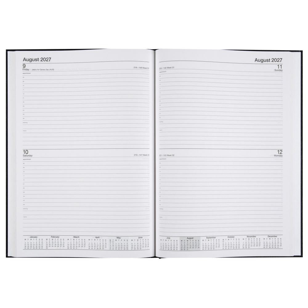 Cumberland Casebound 2027 Diary (A5, 2 Days to a Page) - Black