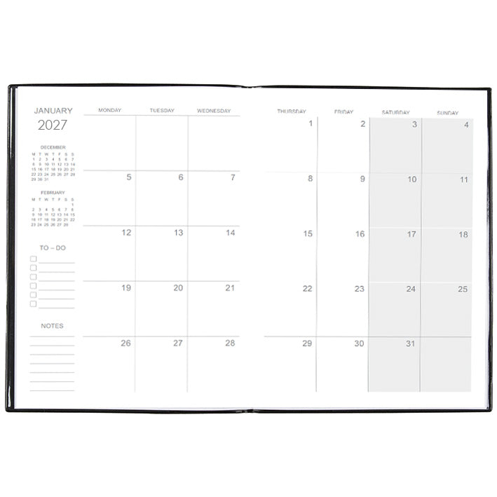 Cumberland 2027 Planner Diary (287 x 215mm, Month to View) - Black