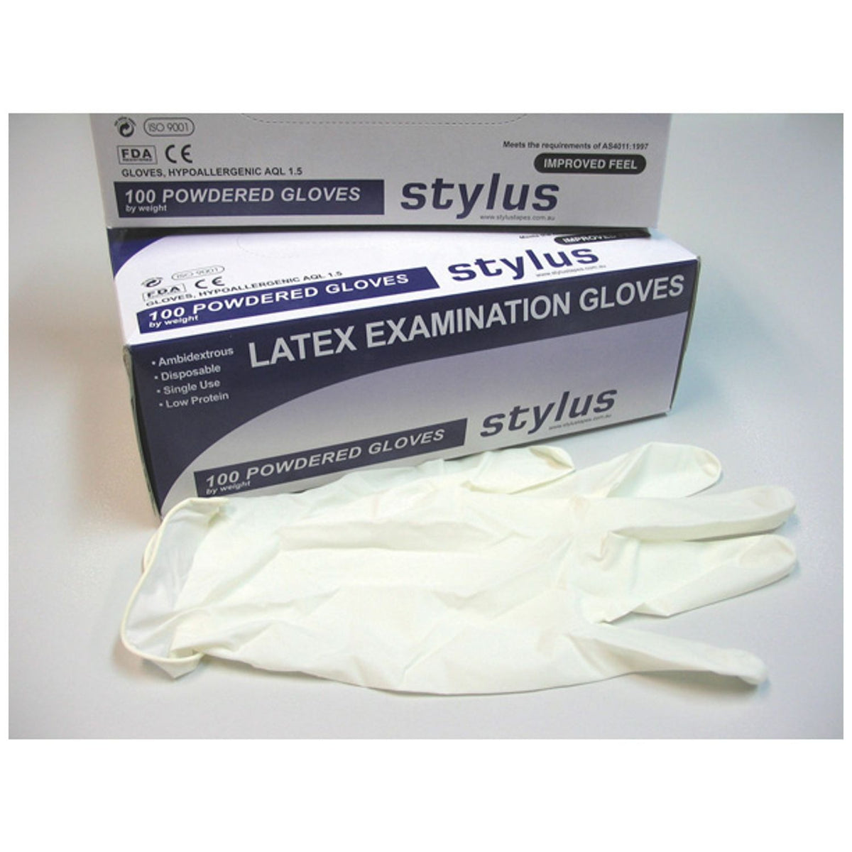 Stylus Disposable Latex Gloves - Cream Large (Box of 100)