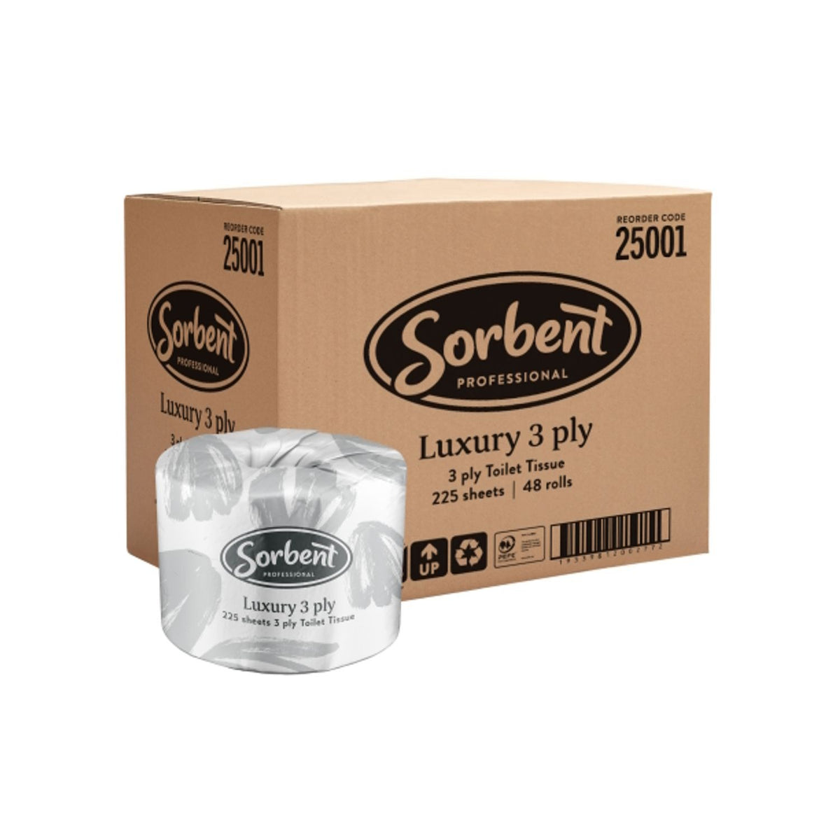 Sorbent Professional Luxury Toilet Tissue 3 Ply 225 Sheets (Carton of 48) - view 3