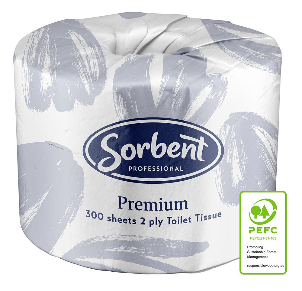 Sorbent Professional Premium Toilet Tissue 2 Ply 300 Sheets (Carton of 48)