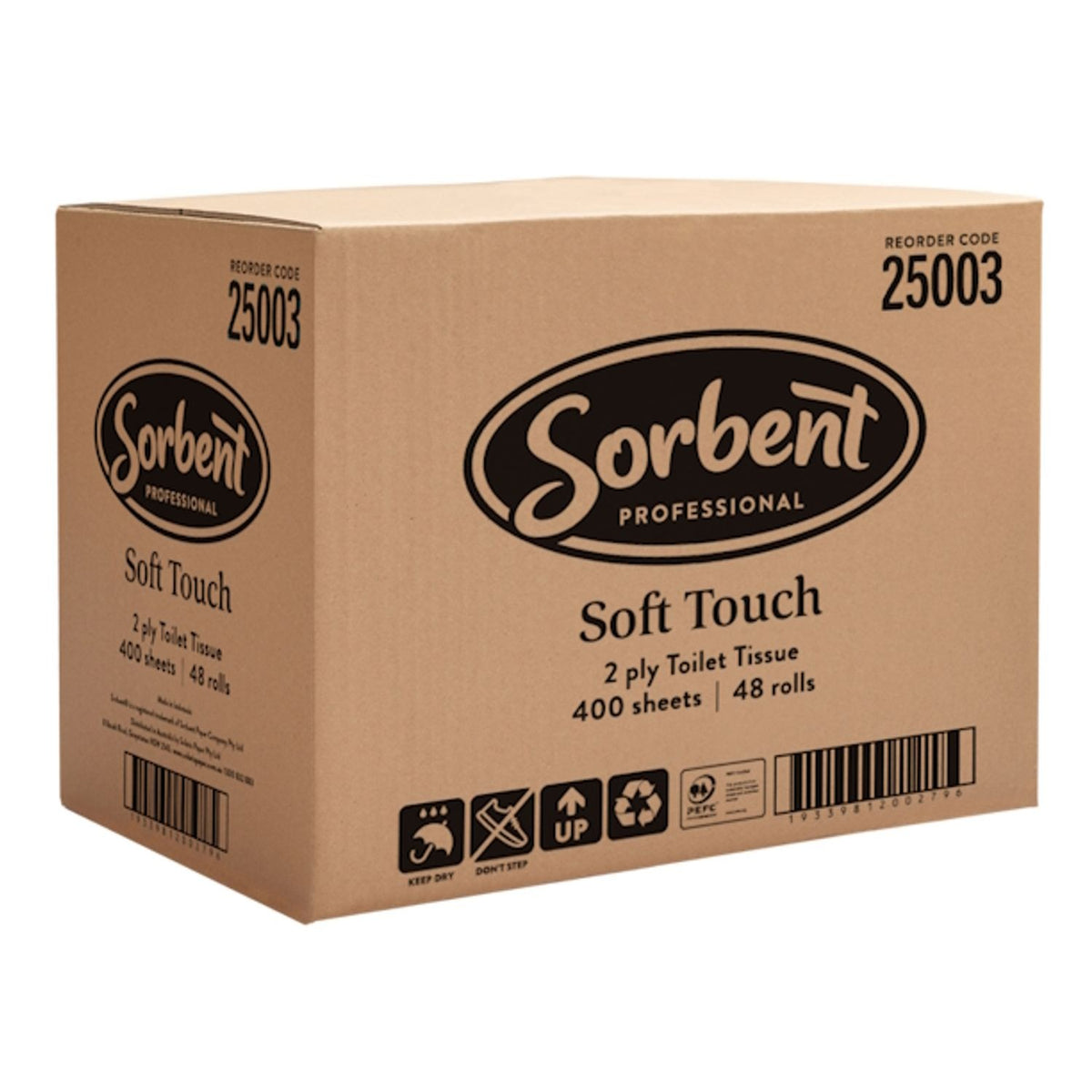 Sorbent Professional Soft Touch Toilet Tissue 2 Ply 400 Sheets (Carton of 48) - view 3
