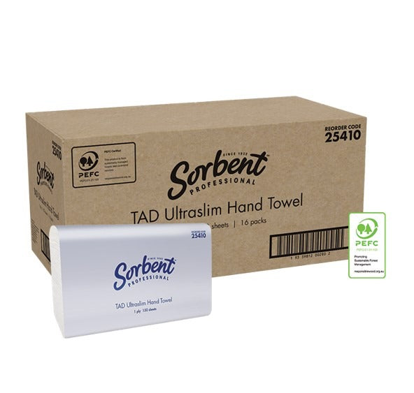 Sorbent Professional Ultraslim Hand Towels 1 Ply 150 Sheets (Carton of 16)