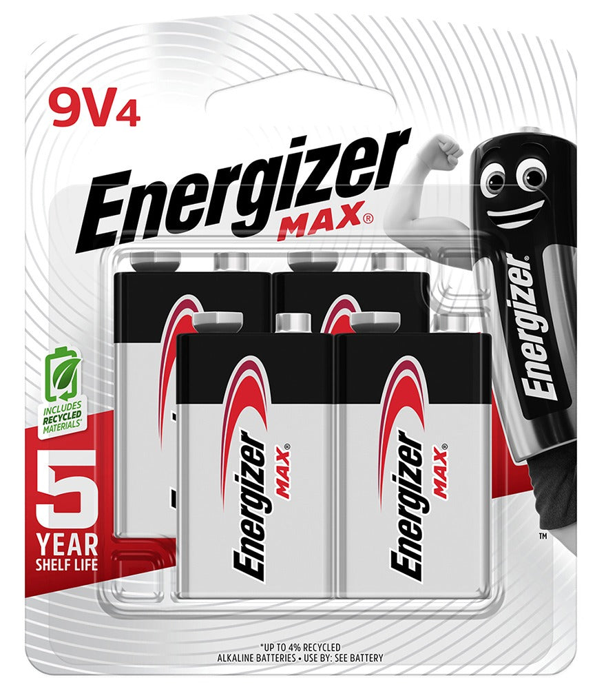 Energizer MAX 9V Alkaline Batteries (Pack of 4)