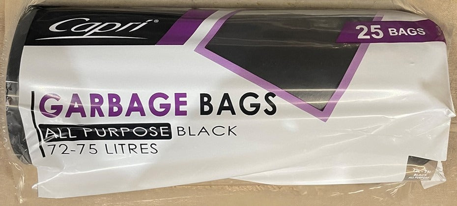 Capri Garbage Bags 72-75L - Black (Pack of 25)