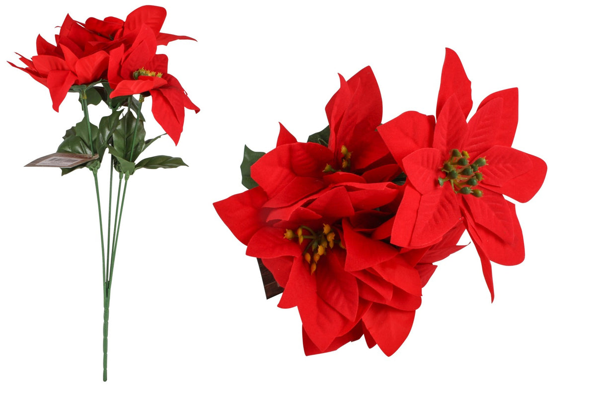 Decoration Christmas 13CM Poinsettia 5 Leaf Head