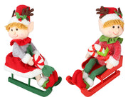 Elves Christmas 43X23X16CM on a Sled 2 Assorted