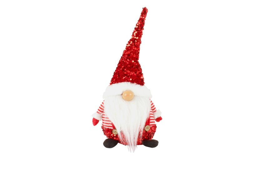 Gnome Christmas 45X24X13CM Sitting Red Sequin Large 2 Assorted