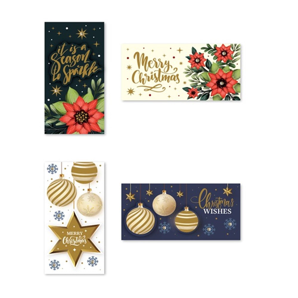 Christmas Cards 90X180MM Handmade Foil & Glitter Tips Box of 6