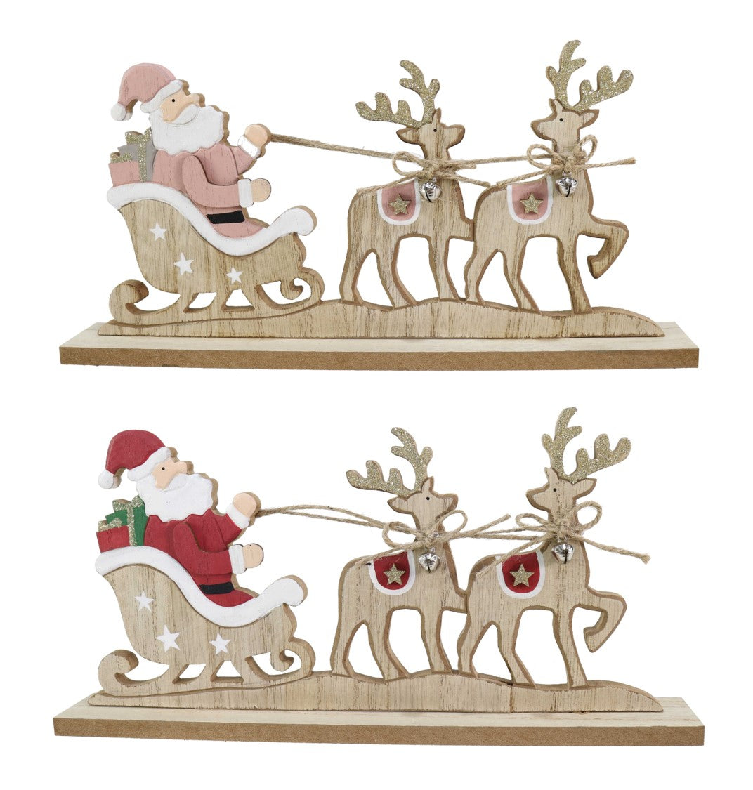 Decoration Table Christmas 30CM Sign Santa Sleigh 2 Assorted