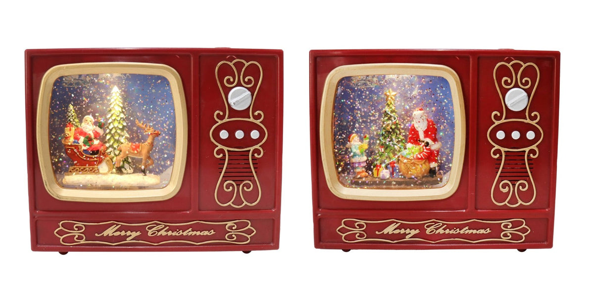 Musical Christmas 18X15X7CM Santa Glitter Swirl LED USB