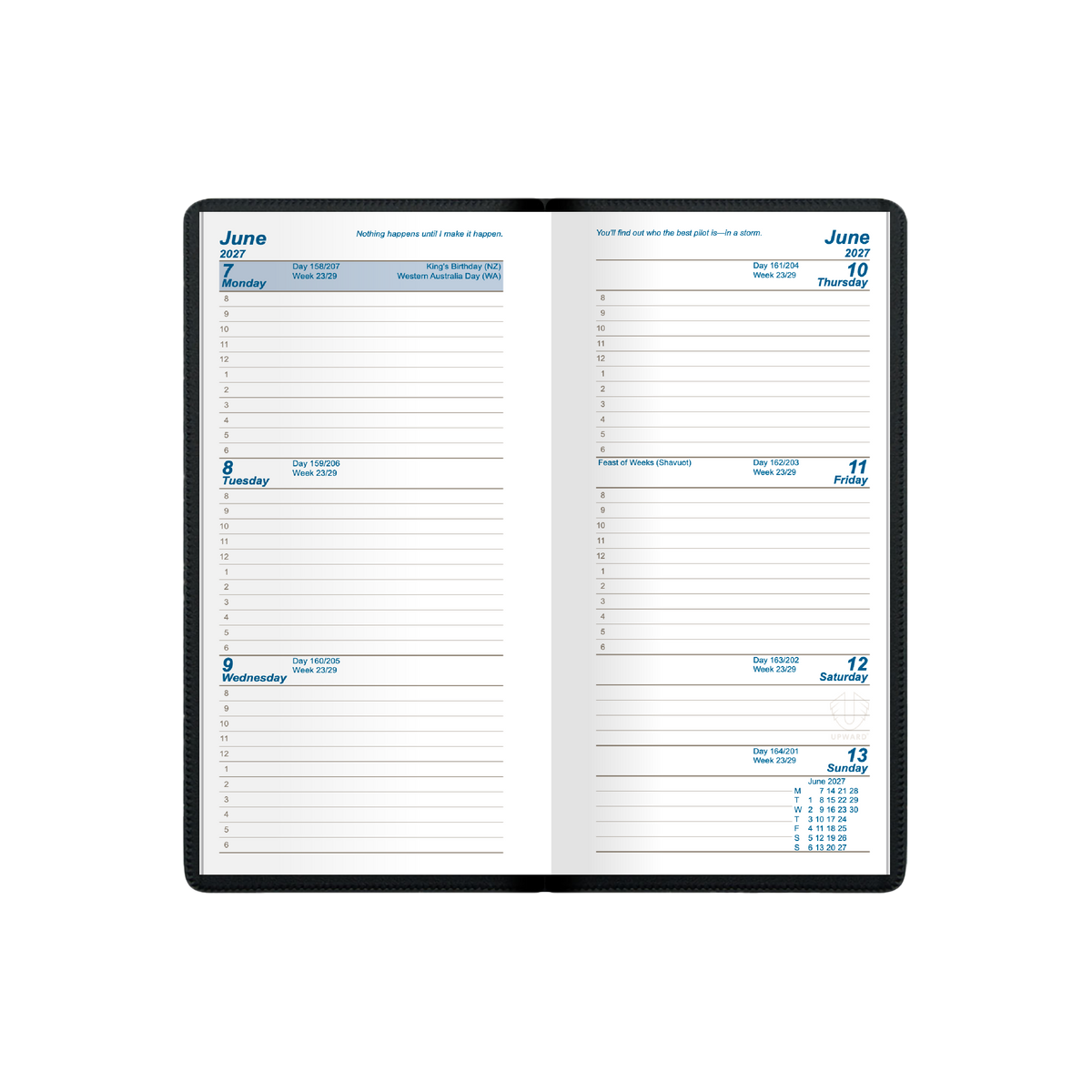 Upward Standard 2027 Diary (A6/7, Week to View) - Black - view 2