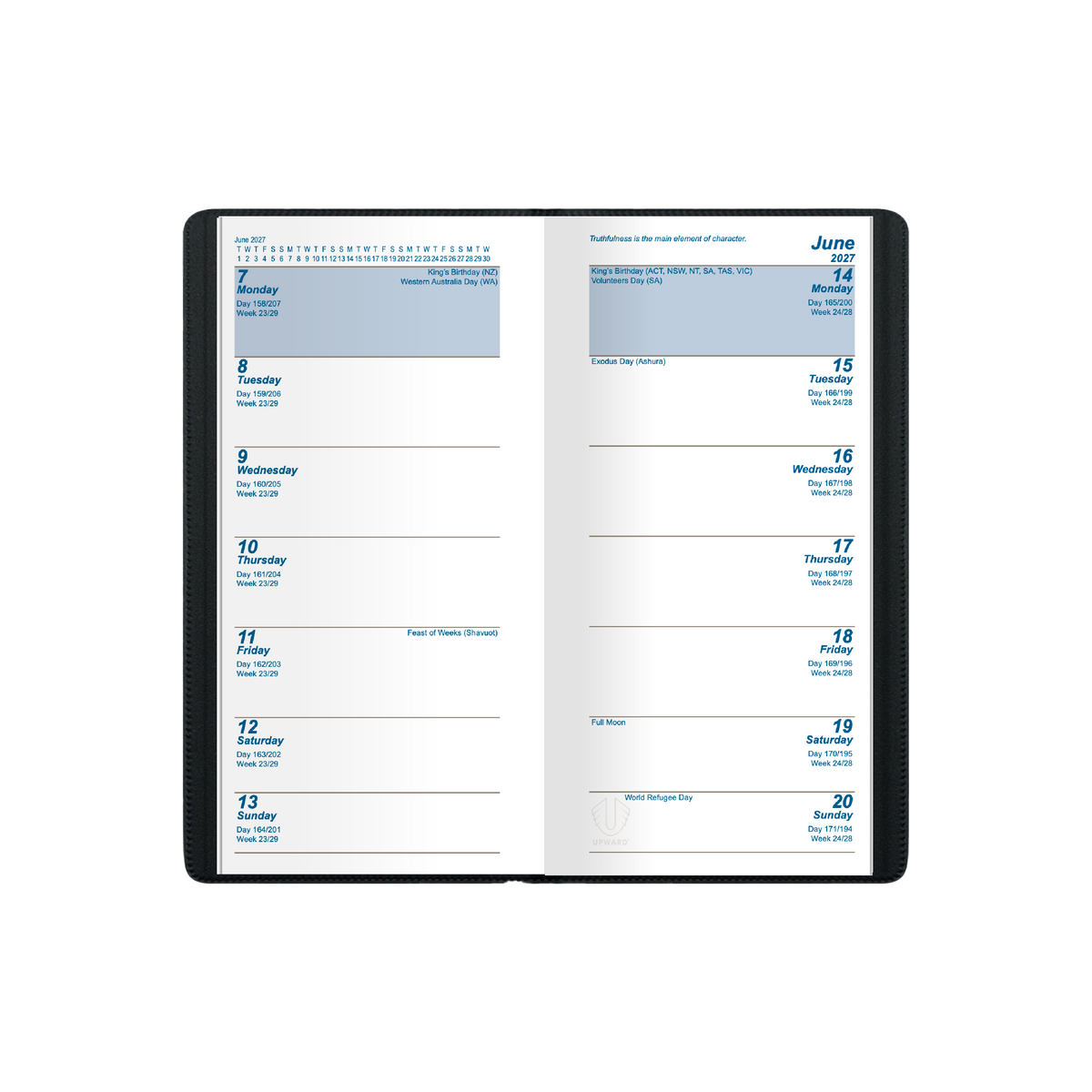 Upward Standard 2027 Diary (A6/7, 2 Weeks to View) - Black - view 2