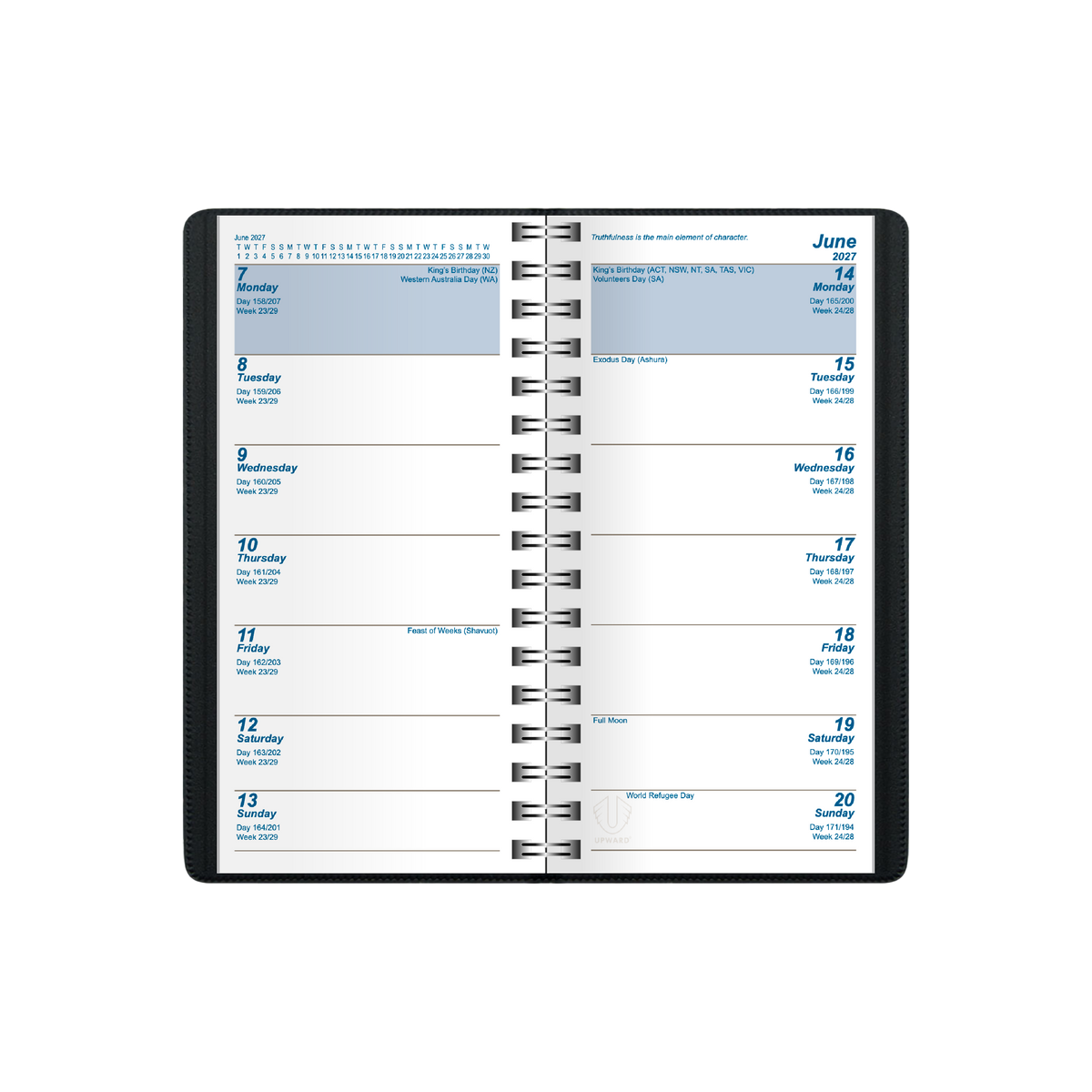 Upward Superior 2027 Diary (A6/7, 2 Weeks to View) - Black - view 2