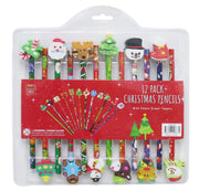 Pencils Christmas with Eraser Toppers Pack of 12