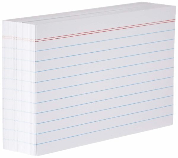 100 System Cards - 127x203mm: White Ruled