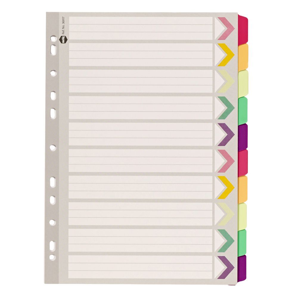 Marbig 10 Tab Fluoro Plastic Dividers