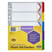 Marbig 5 Tab Coloured Plastic Dividers