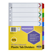 Marbig 10 Tab Coloured Plastic Dividers