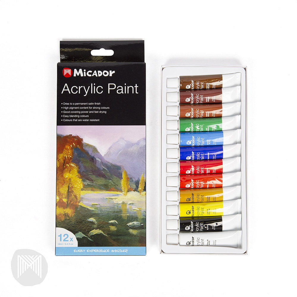 Micador Acrylic Paint - 12x 12ml