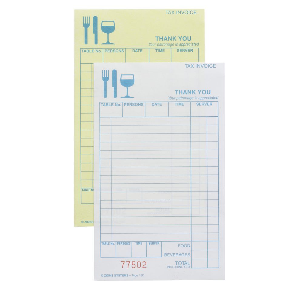 Duplicate Restaurant Docket Book - Type 15D