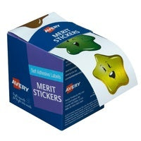 Avery Merit and Reward Stickers: Star Face Metallic - 30mm (Roll of 50)