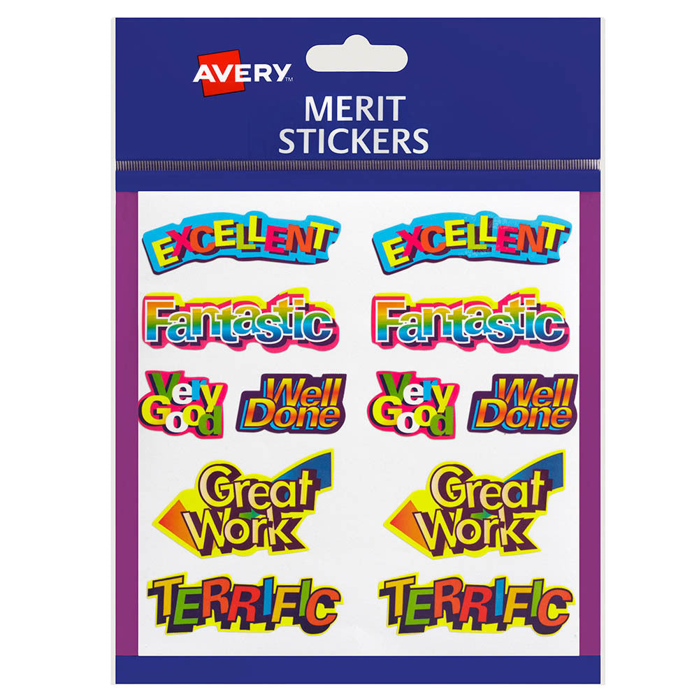 Avery Merit Stickers: Caption Shapes - 18x30mm (Pack of 120)