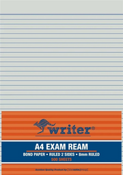Writer A4 Exam Ream - Bond Paper 8mm Ruled (500 Sheets)