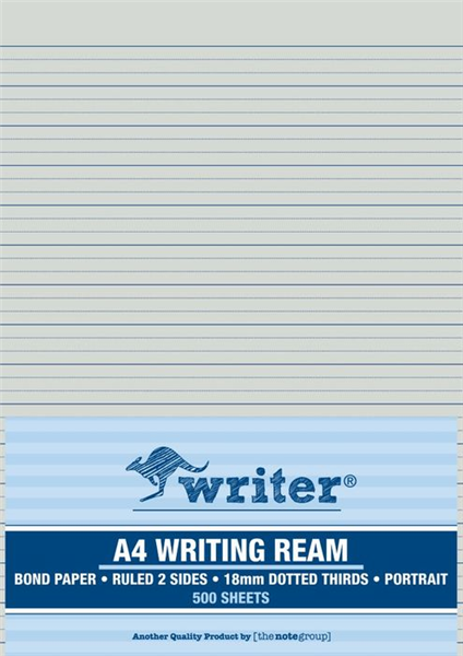 Writer A4 Writing Ream - Bond Paper - 18mm Dotted Thirds (500 Sheets)