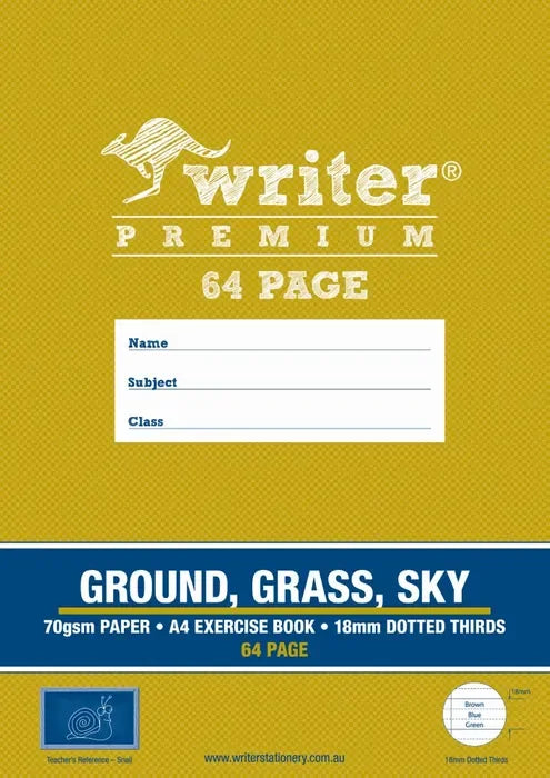 Ground, Grass, Sky Exercise Book - 18mm Dotted Thirds (64 Pages)