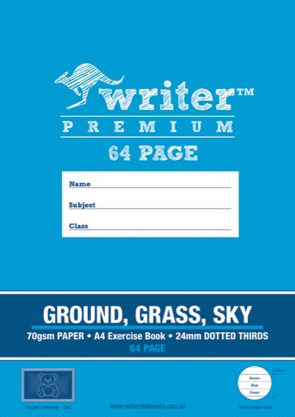 Ground, Grass, Sky Exercise Book - 24mm Dotted Thirds (64 Pages)