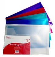 Stat Document Wallet - Foolscap with Gusset: Pack of 10 (Assorted Colours)
