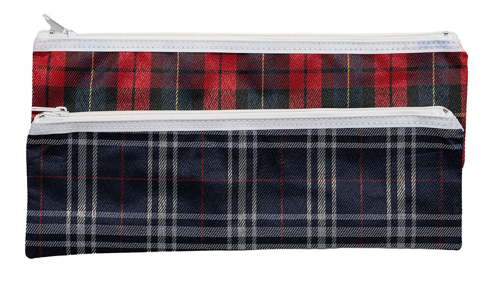 GNS Pencil Case - 33x10cm Tartan Assorted