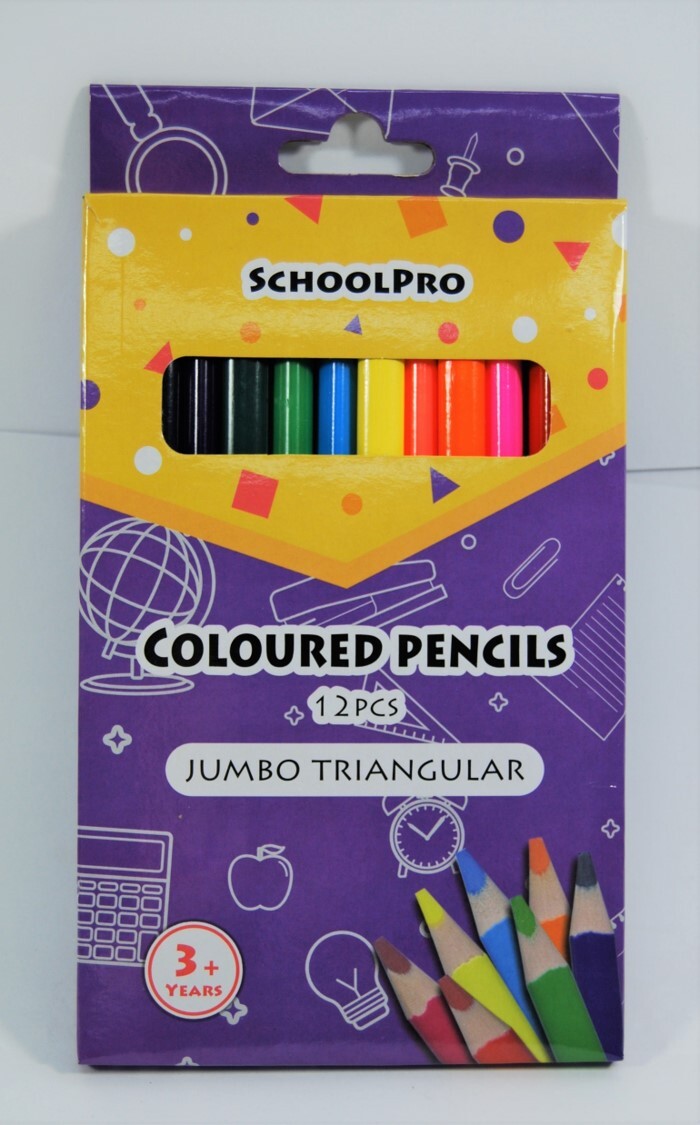 Schoolpro Jumbo Triangle Pencil - Coloured (Box of 12)