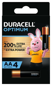 Duracell Optimum AA Alkaline Batteries (Pack of 4)