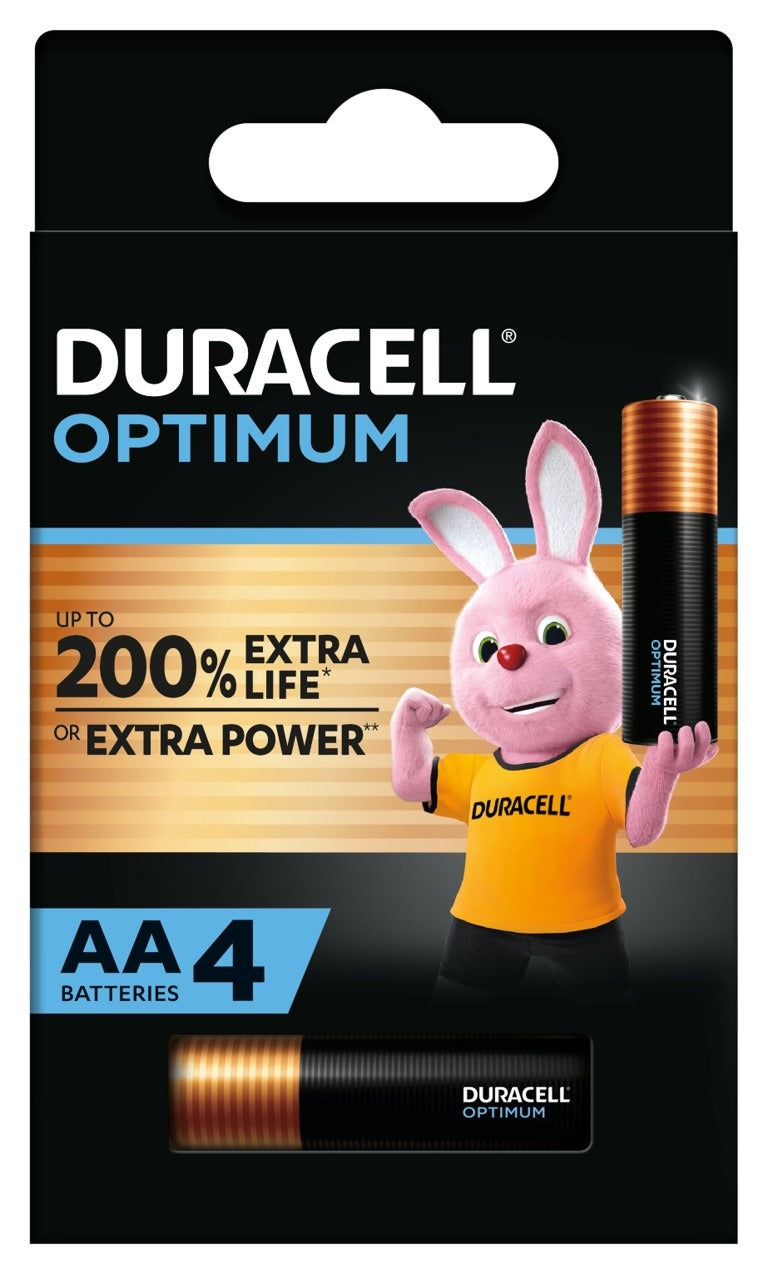Duracell Optimum AA Alkaline Batteries (Pack of 4)