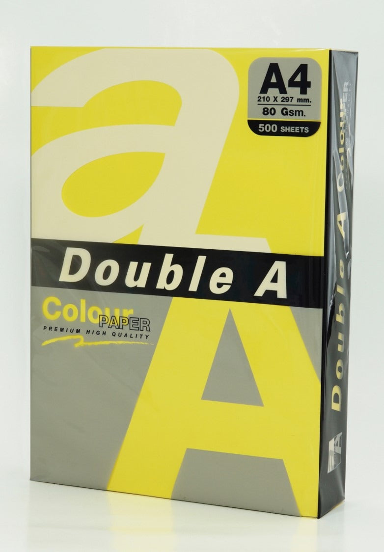 Double A Copy Paper (A4, 80gsm) - Deep Lemon, Ream of 500