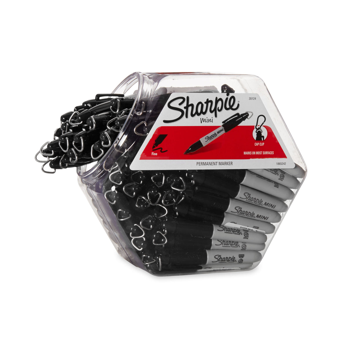 Sharpie Mini Fine Permanent Markers (1.0mm) - Black Canister (Pack of 72)