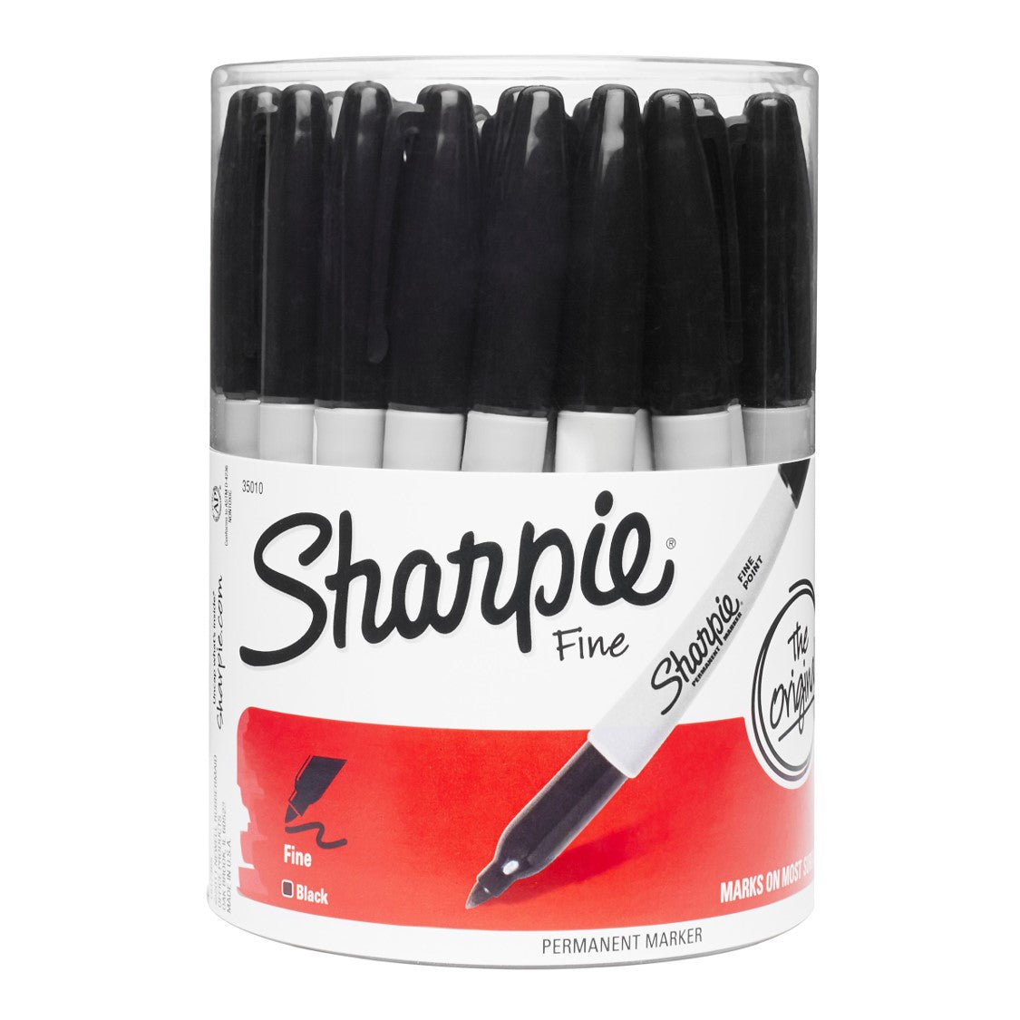 Sharpie Fine Permanent Markers (1.0mm) - Black Canister (Pack of 36)