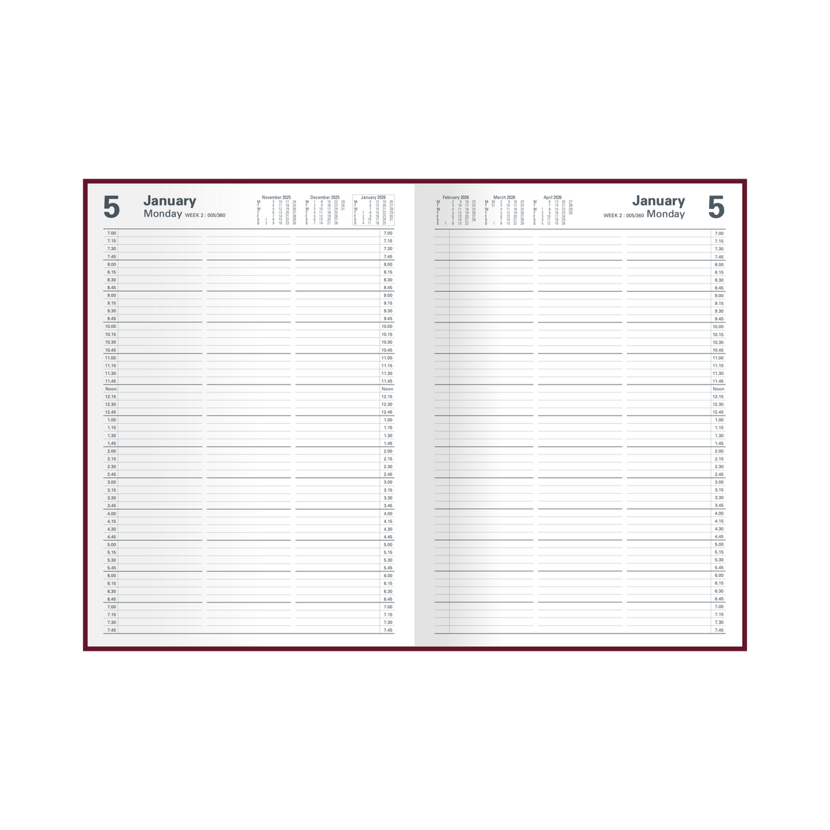 Collins 2027 Appointment Diary (A4, Day to a Page) - Burgundy - view 4