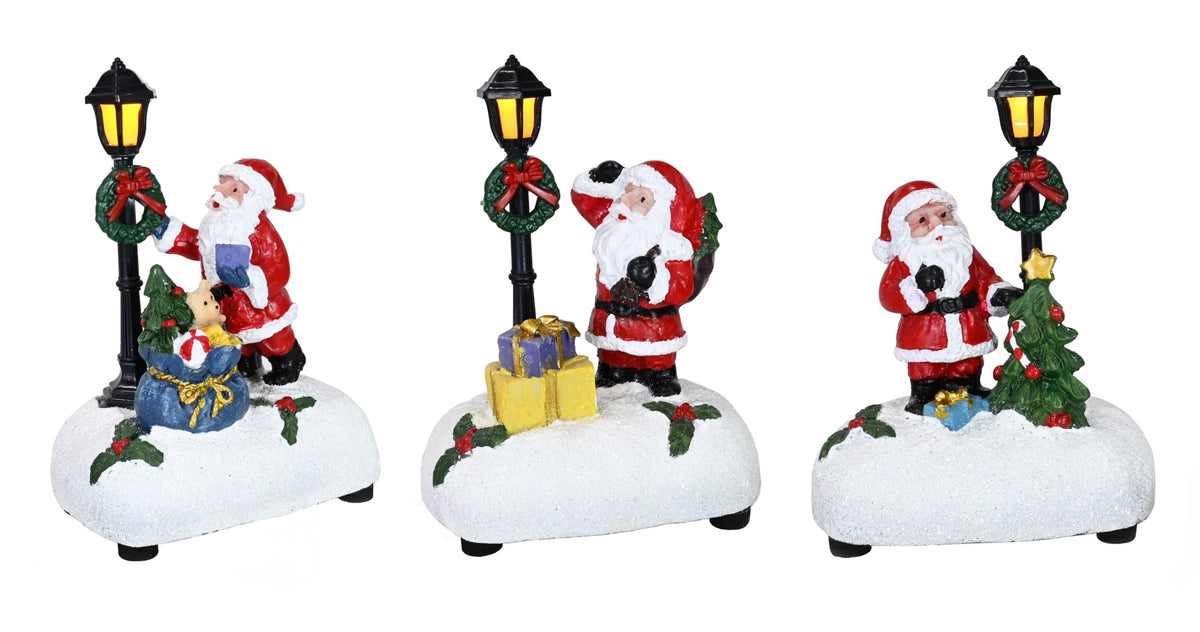 Decoration LED Christmas 12CM Santa Lamp Scene 3 Assorted Batteries Required