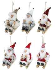 Decoration Wooden Christmas 13CM Santa in Sleigh Assorted