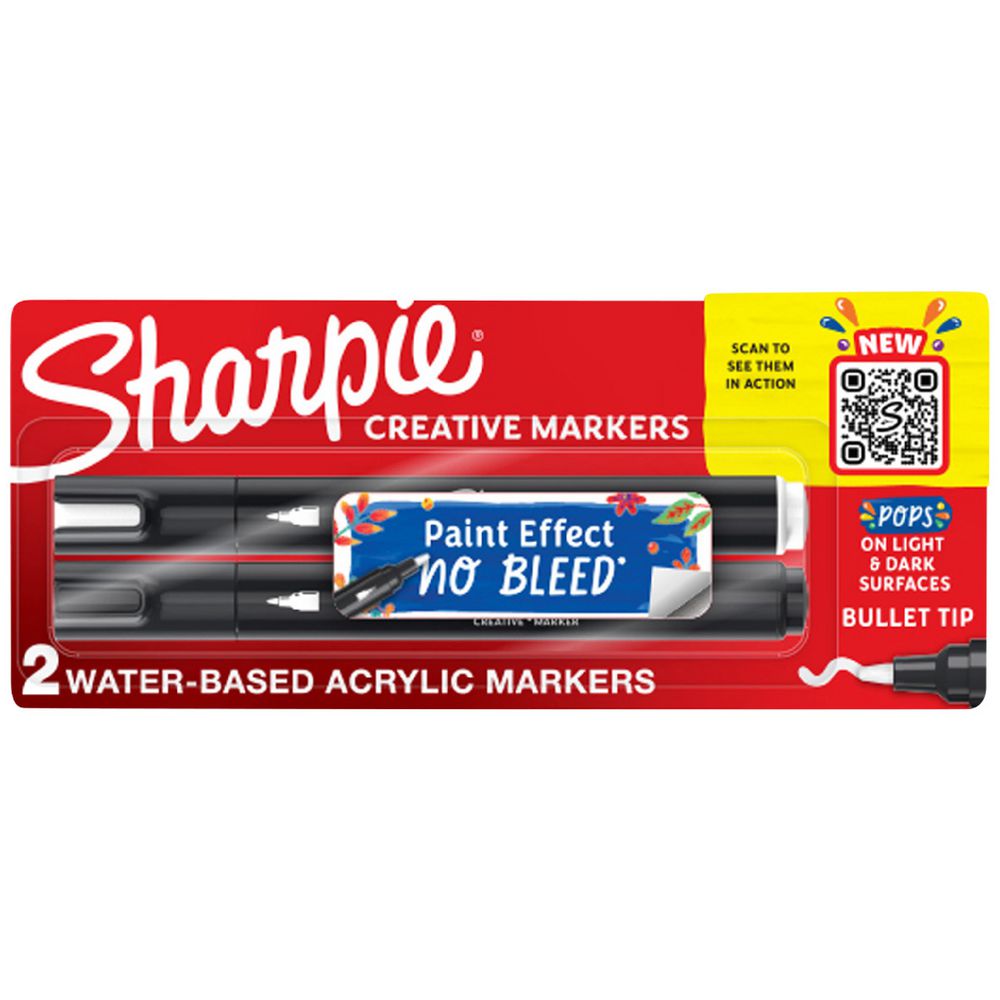 Sharpie Creative Acrylic Markers (Bullet Tip) - Black & White (Pack of 2)