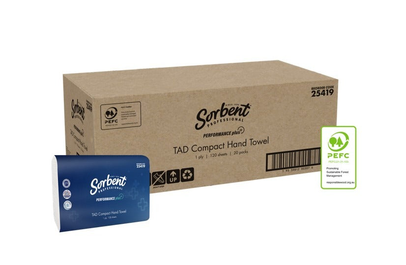Sorbent Professional Performance Plus Compact Hand Towels 1 Ply 120 Sheets (Carton of 20)