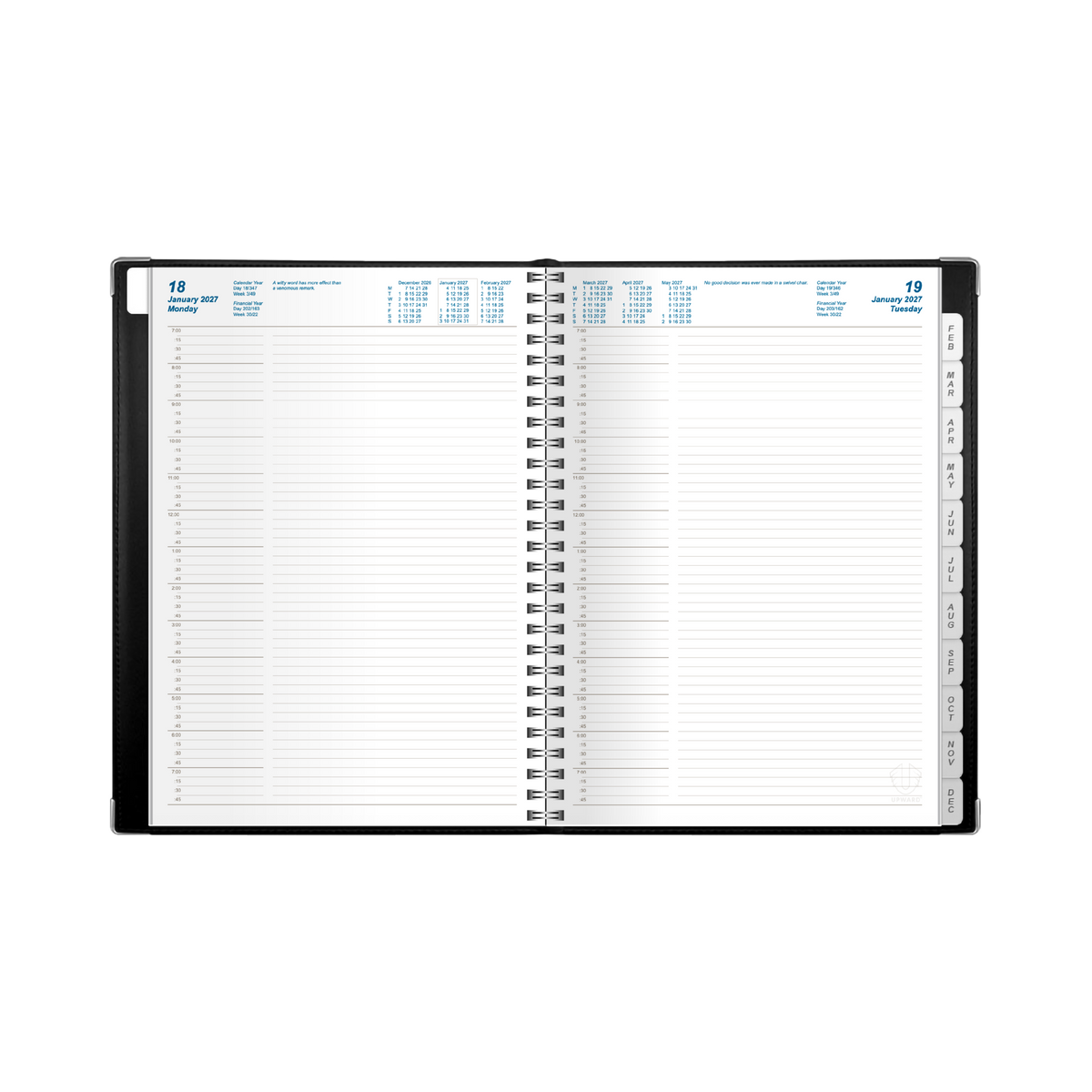 Upward Deluxe 2027 Diary (A4, Day to a Page) - Black - view 2