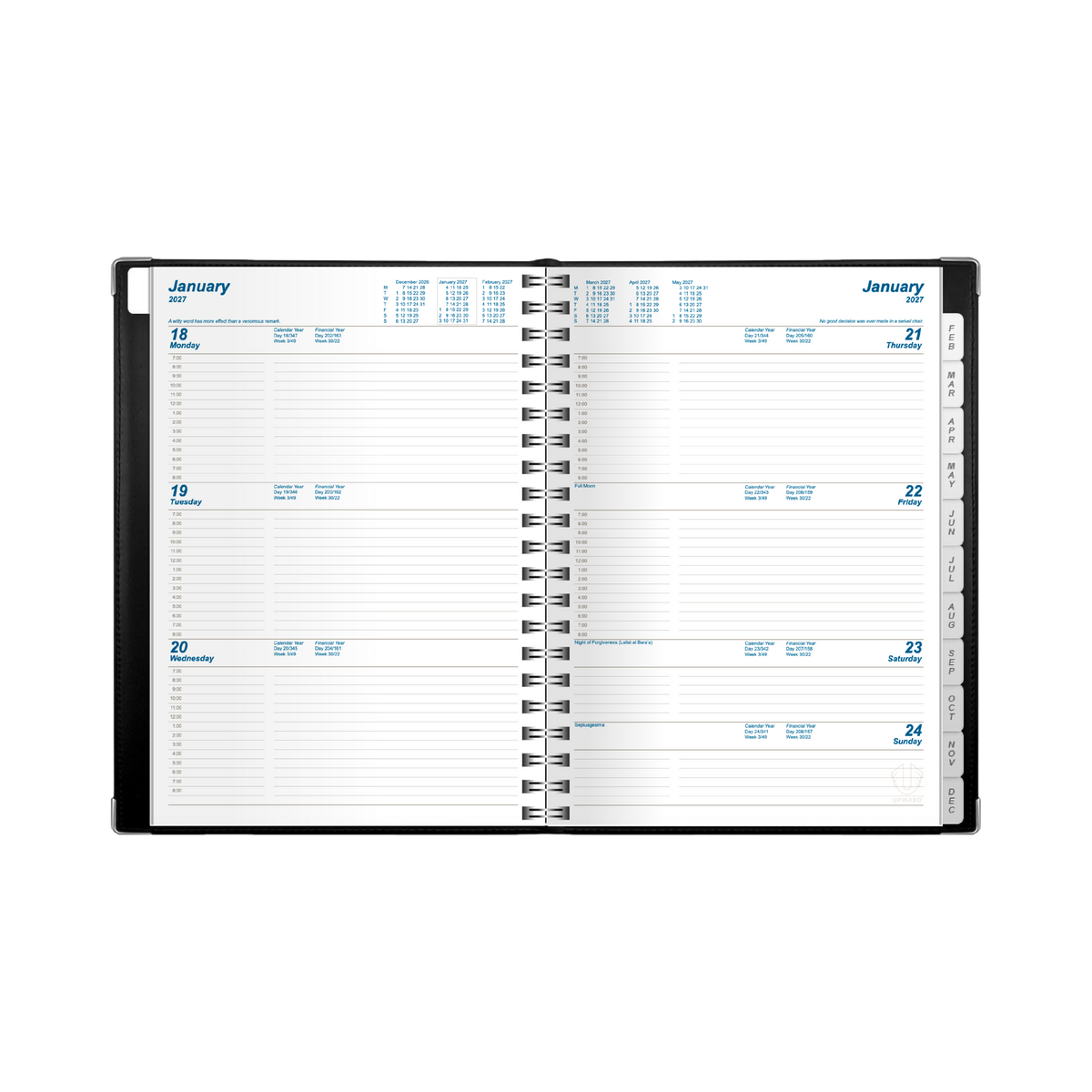 Upward Deluxe 2027 Diary (A4, Week to View) - Black - view 2