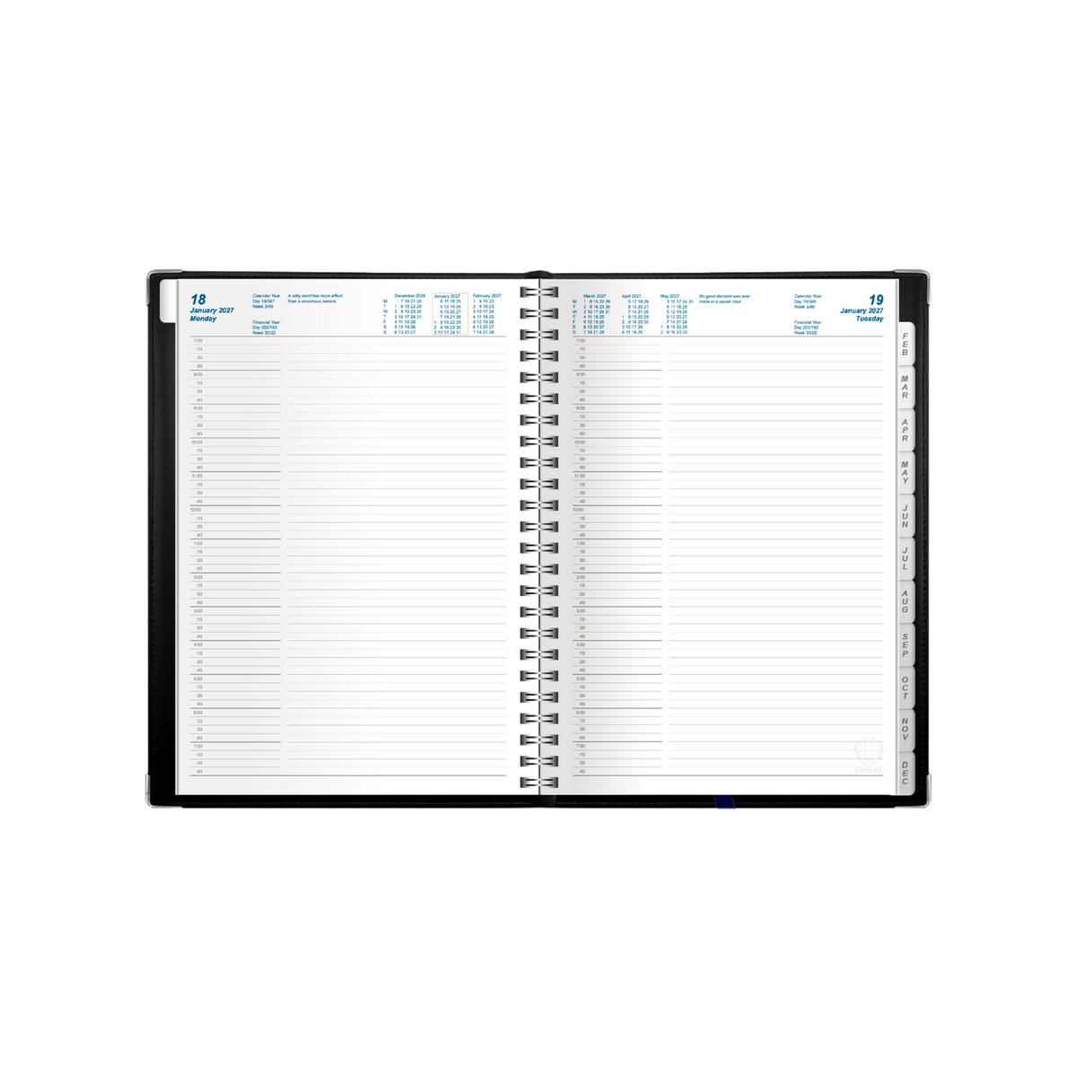 Upward Deluxe 2027 Diary (A5, Day to a Page) - Black - view 2