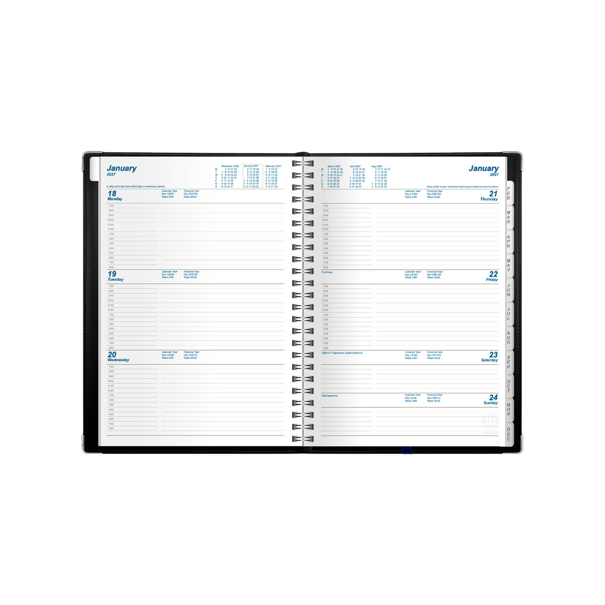 Upward Deluxe 2027 Diary (A5, Week to View) - Black - view 2
